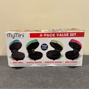 MyMini 4-Pack Value Set Kitchen Appliances Grill Waffle Omelette Donut New NIB